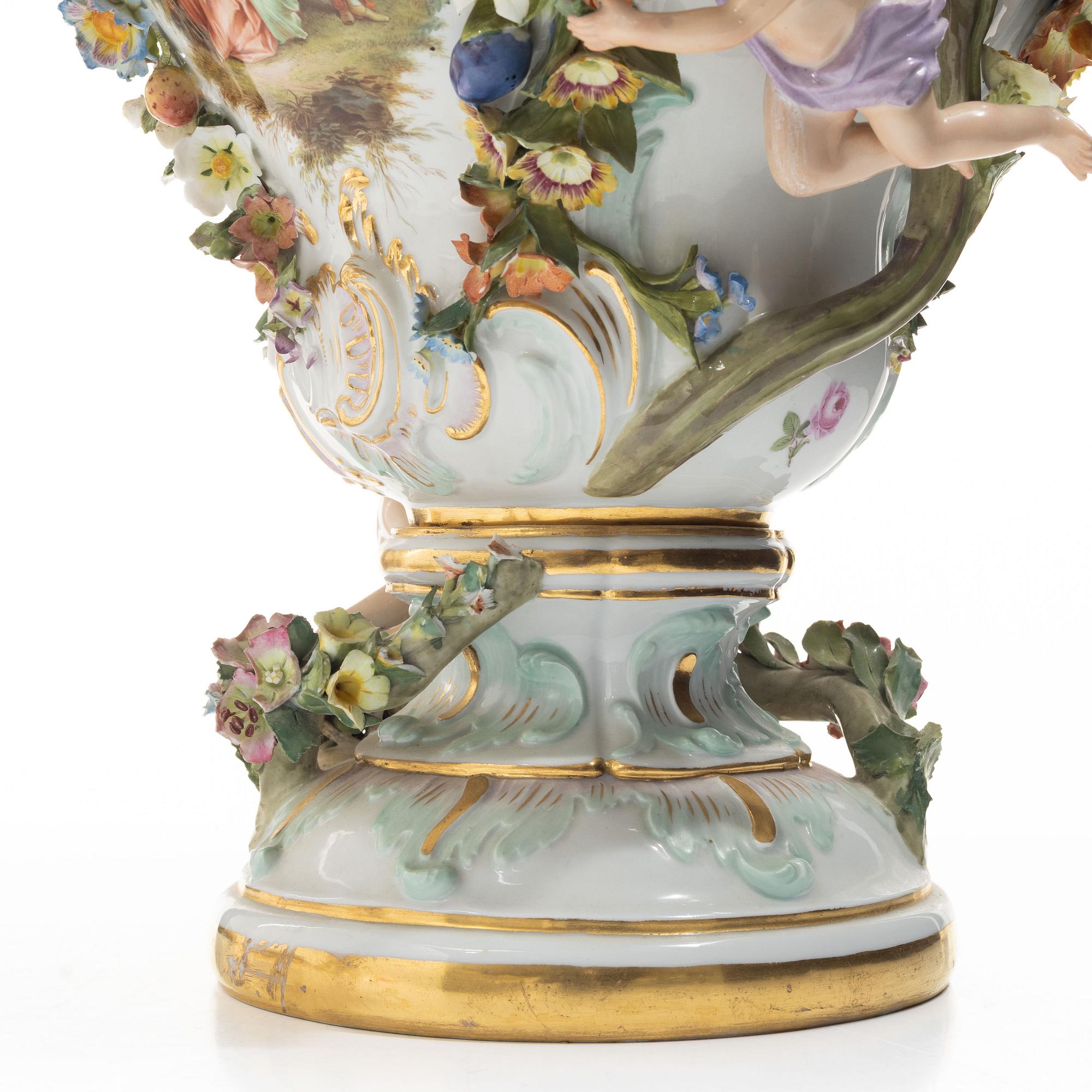 Meissen, Prakturna/lockurna, porslin, sent 1800-tal.