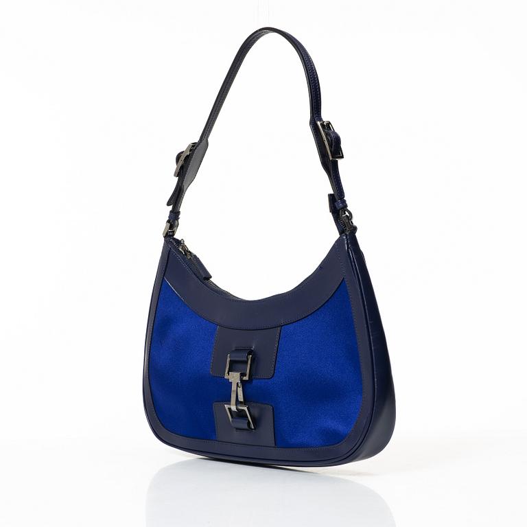 Gucci, a blue leather and fabric bag.