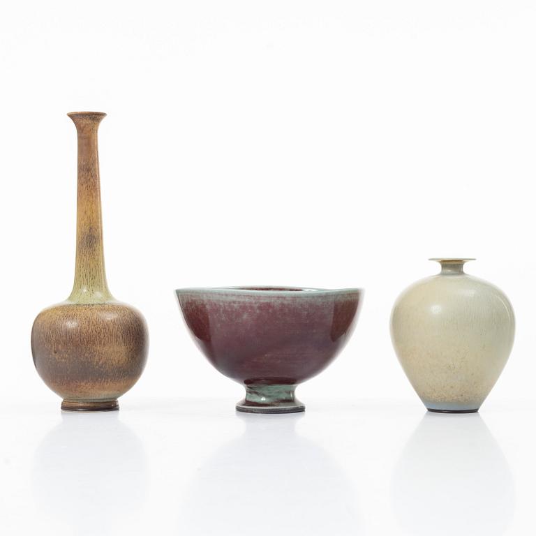 Berndt Friberg, Two vases and a bowl, Gustavsberg Studio.