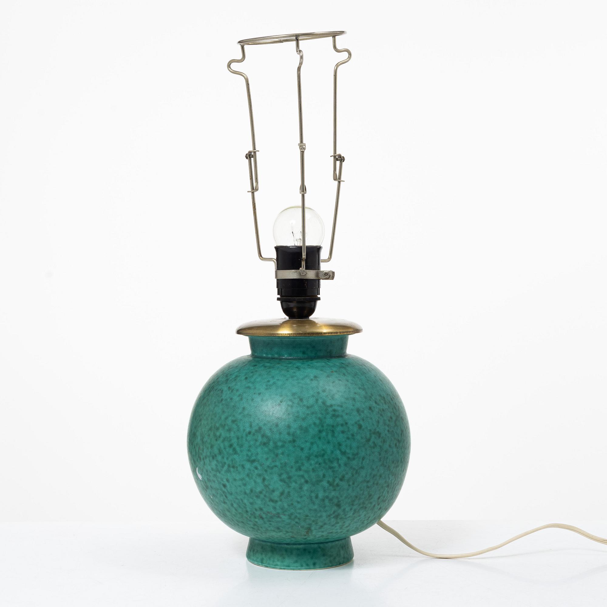 Wilhelm Kåge, an 'Argenta' vase turned in to a lamp, Gustavsberg.