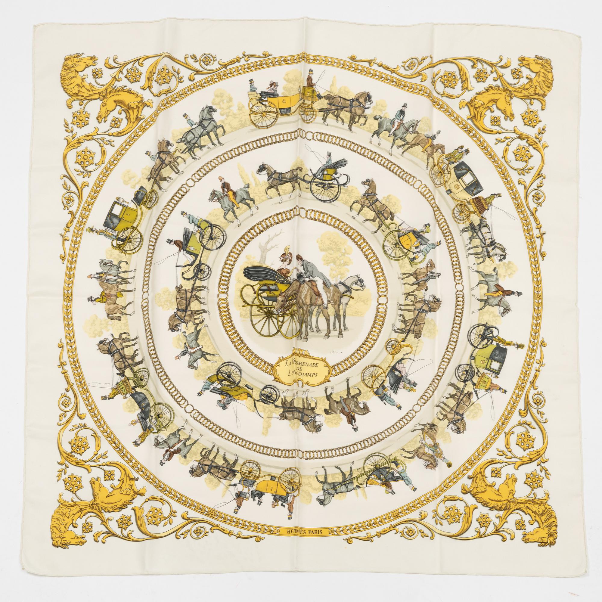 Hermès, A silk scarf, "La Promenade de Longchamps".