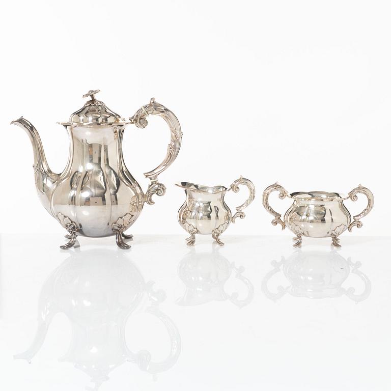Cohr, kaffeservis, 3 delar, silver, rokokostil, Danmark 1900-tal.
