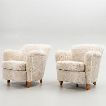 Armchairs, a pair, Danish cabinetmaker, 1940s, Denmark.