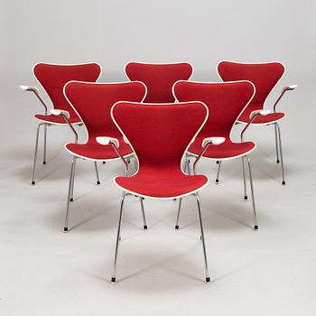 Arne Jacobsen,  stolar 6 st, "Sjuan", Fritz Hansen, Danmark 1984-1989.
