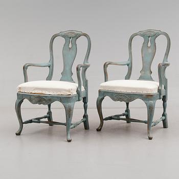 KARMSTOLAR, 1 par, rokokostil, 1900-talets början.