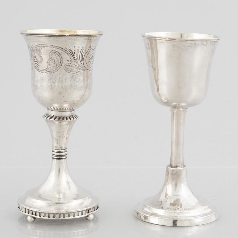 Supkalkar, 2 st, silver, Sverige, 1800-talets början.