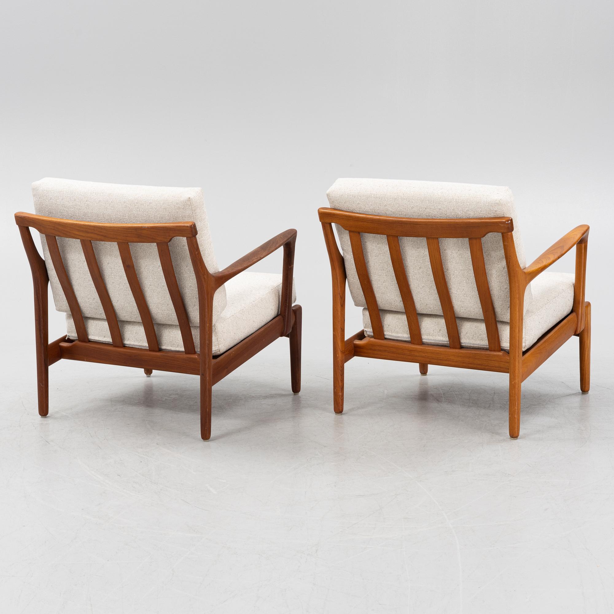 Bertil Fridhagen, a pair of 'Kuba' teak easy chairs, Bröderna Andersson, Ekenäs.