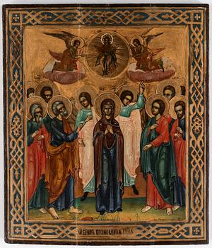 IKON, tempera på pannå, sk "Ascension Icon", Ortodox, 1900-tal.