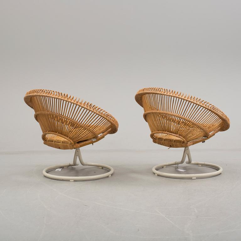 A pair of 'Rondo' rattan easy chairs from Göte-Möbler AB, 1960's.