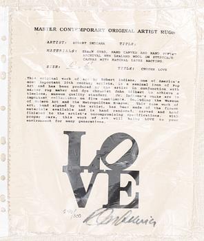 MATTA. "Red on Blue", Chosen love. Tuftad 1995. 182,5 x 184 cm. Robert Indiana, USA, född 1928.