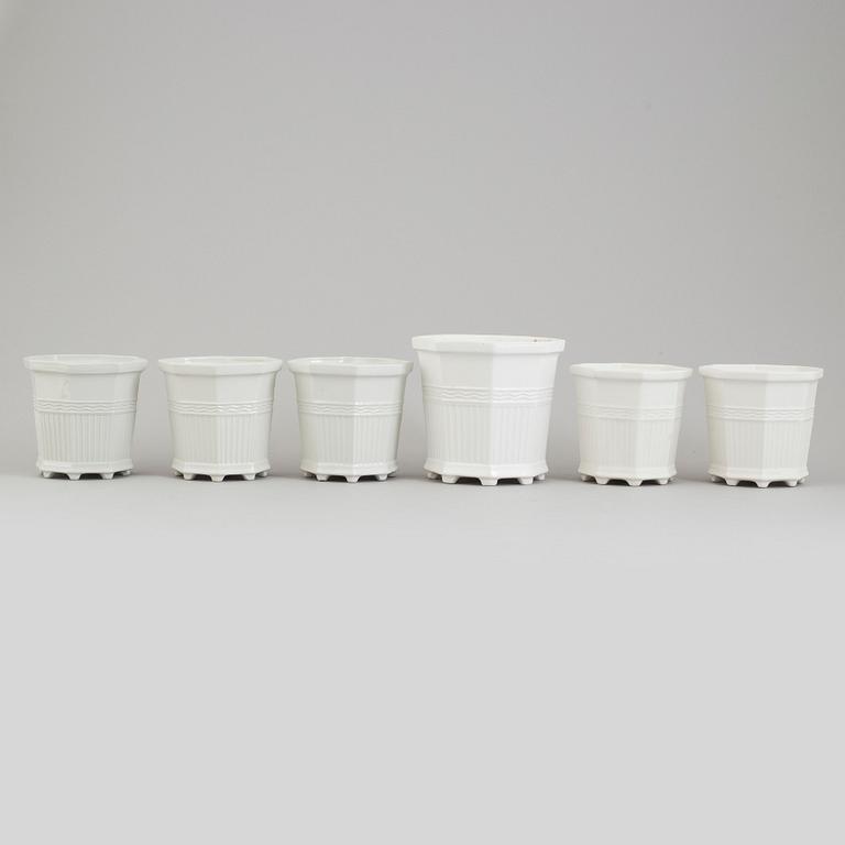 PRINS EUGEN, six porcelain 'Waldemarsudde' flower pots, Gustavsberg.