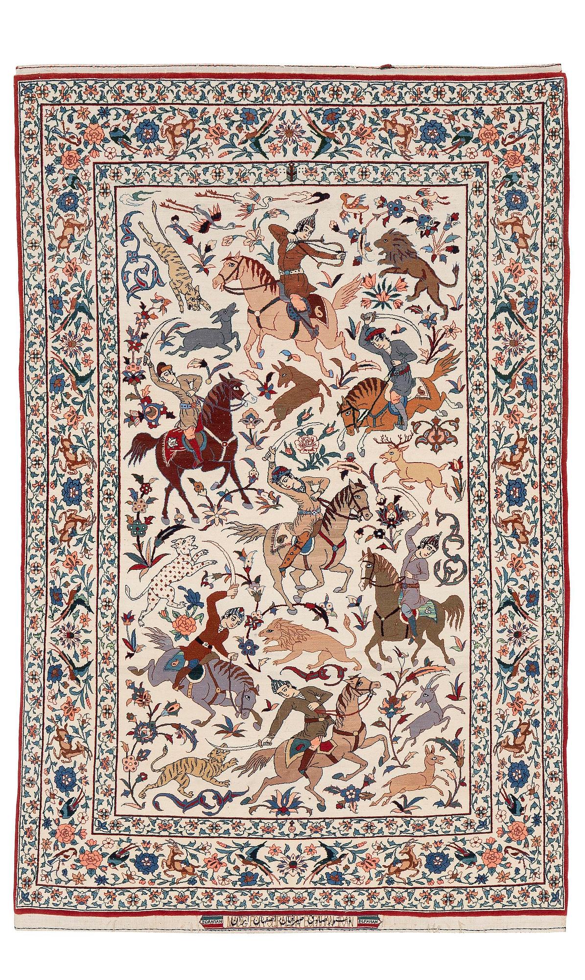Matta, semiantik Isfahan, centrala Persien, signerad (Sadegh) Seirafian, ca 174 x 113 cm.