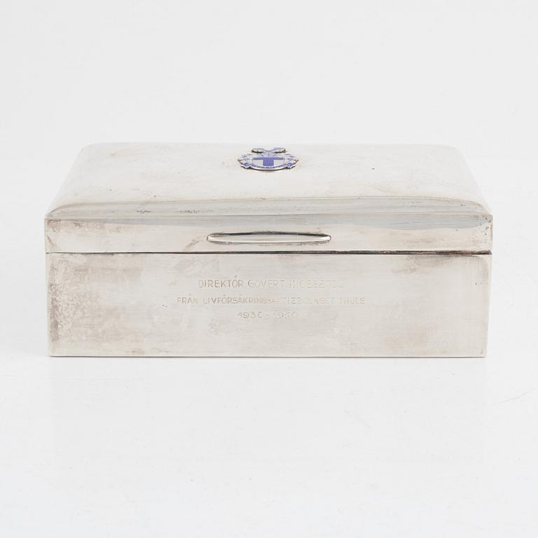 Cigar box, silver, mark of K. Anderson, Stockholm 1946.