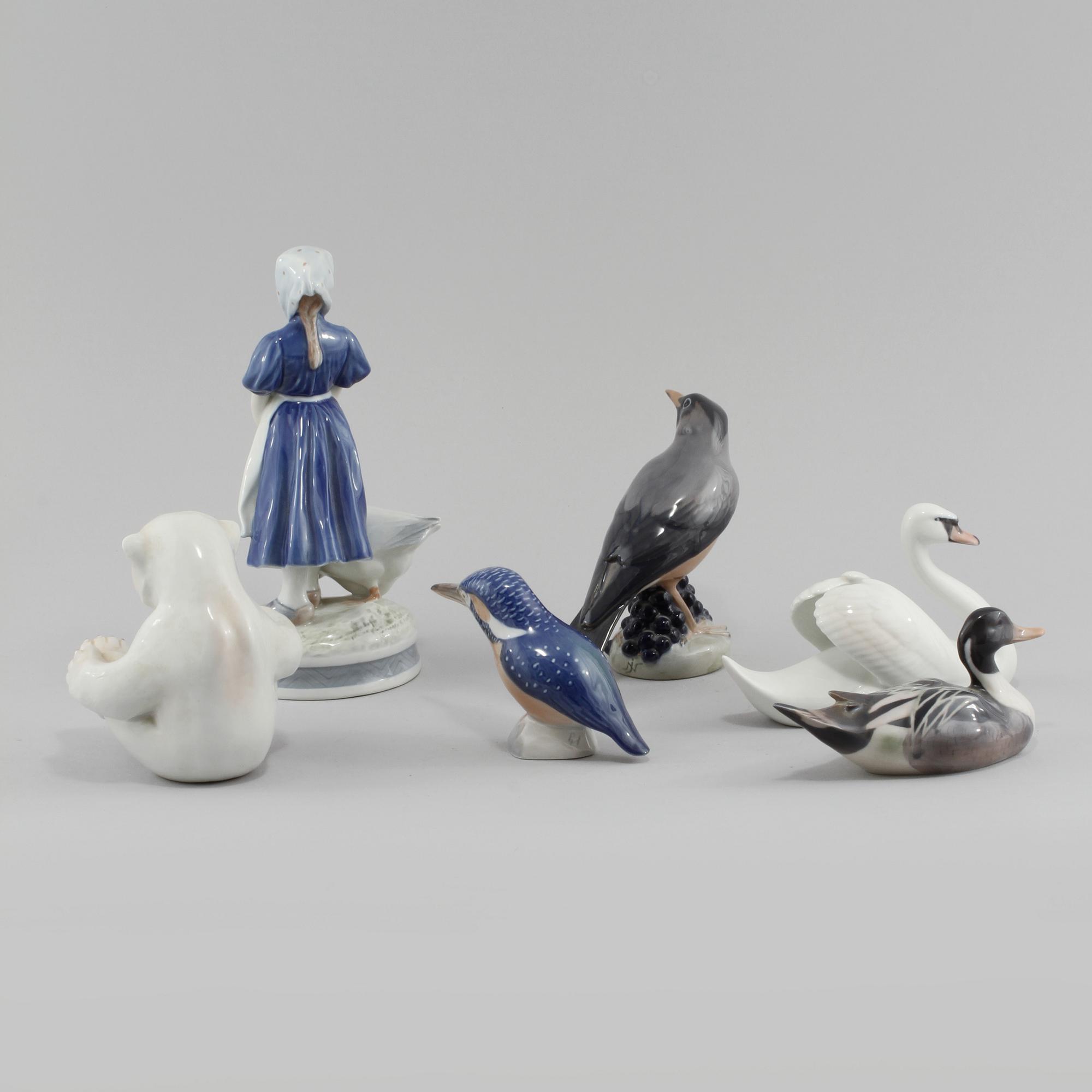 FIGURINER, 6 st, porslin, Konglig Dansk, Danmark, 1900-talets andra hälft.