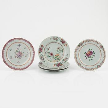 A set of five odd famille rose dishes, Qing dynasty, Qianlong (1736-95).