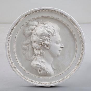 MEDALJONG, gips, efter original från 1700-talet av Johan Tobias Sergel, 1980-tal.