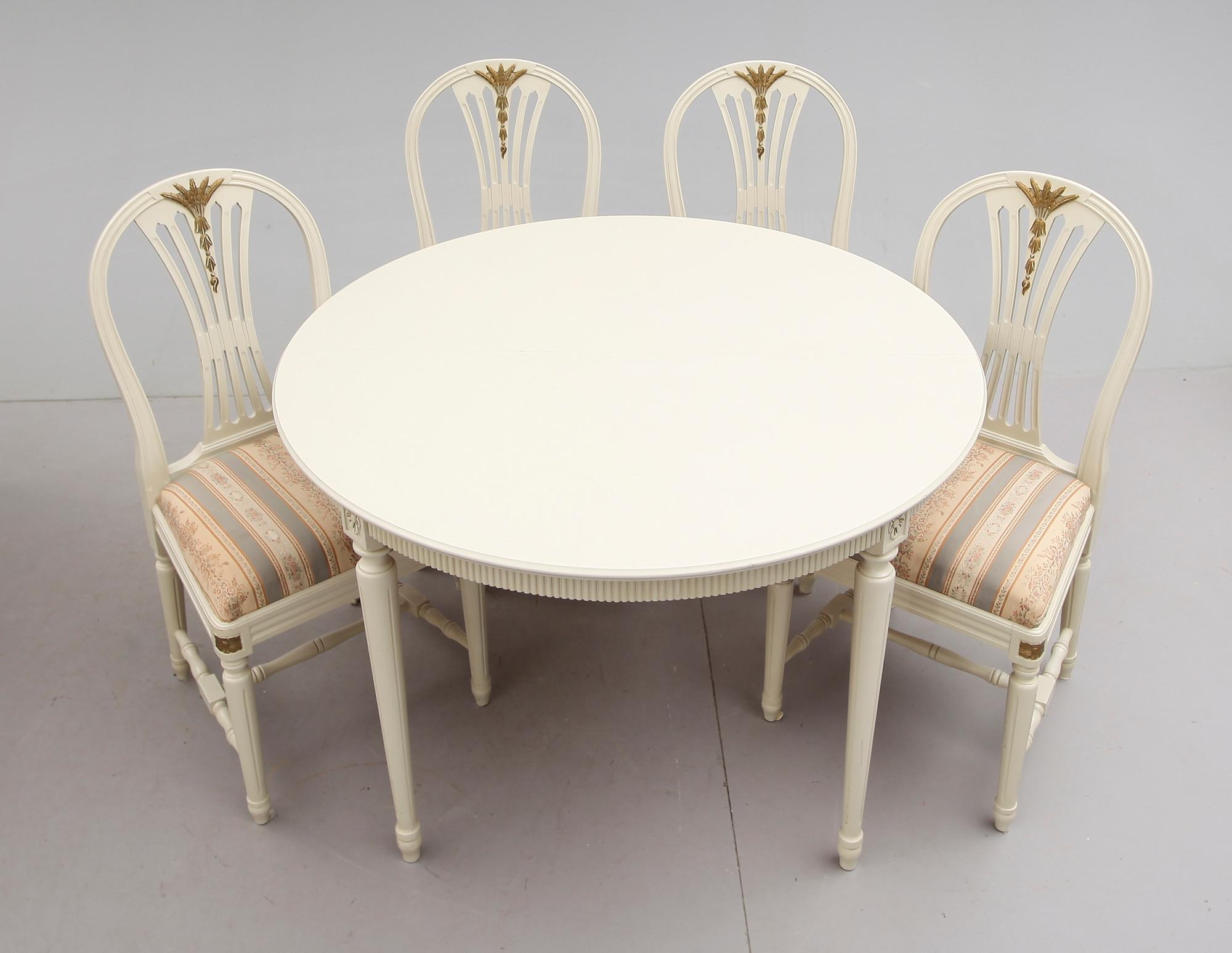 MATGRUPP, 5 delar, gustaviansk stil, 1900-talets andra hälft.