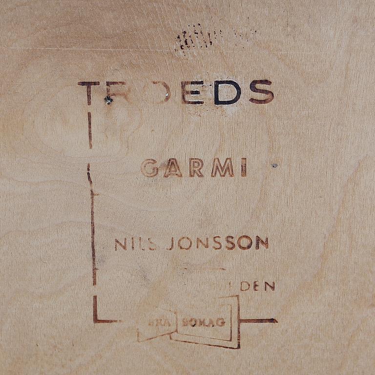 BORD OCH STOLAR, 4 st, "Garmi", Nils Jonsson, Troeds, 1900-talets andra hälft.