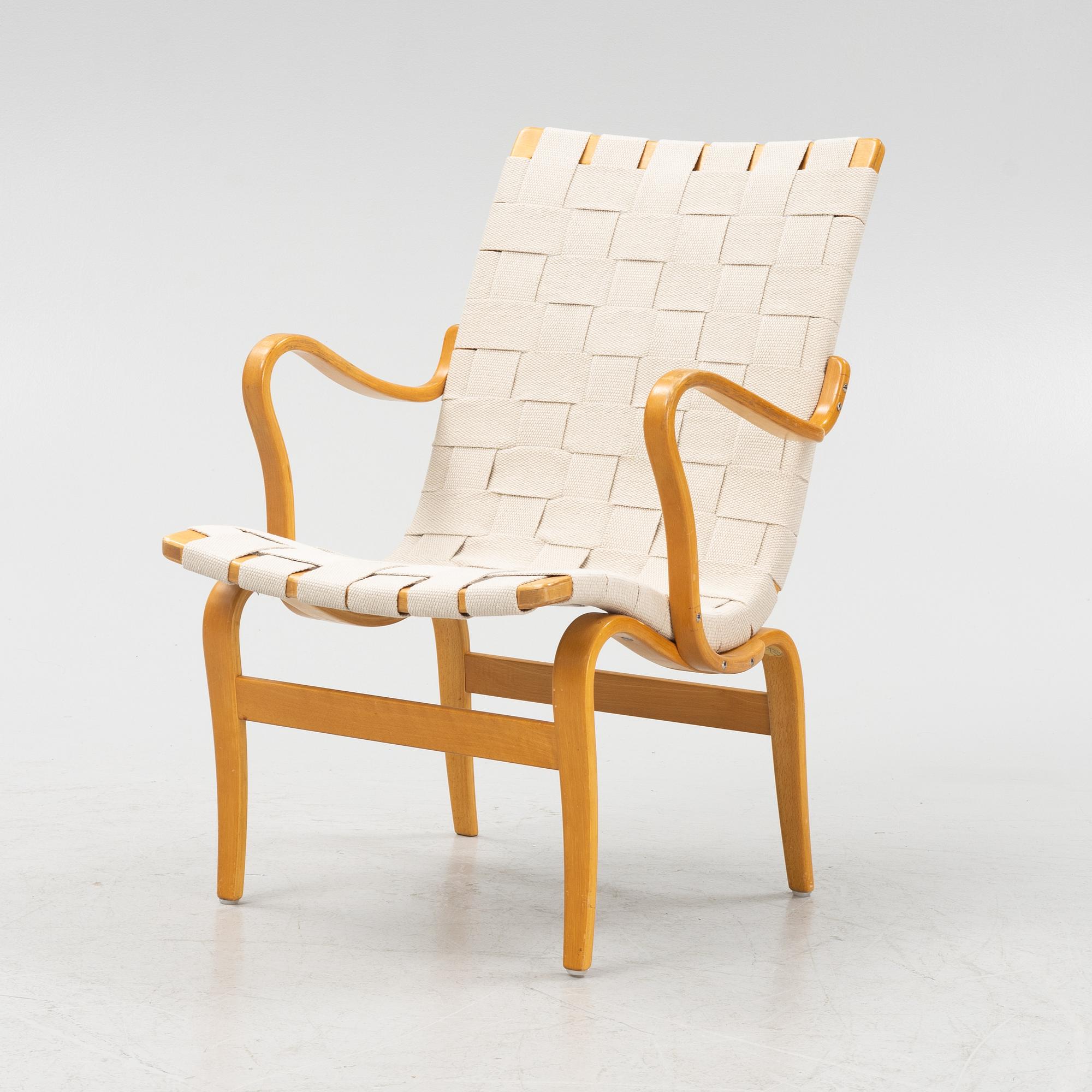 Bruno Mathsson, an 'Eva' armchair, Firma Karl MAthsson, Värnamo, mid 20th century.