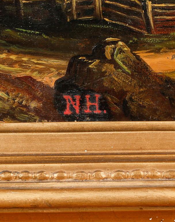 UNIDENTIFIED PAINTER, oil on canvas, signed NH.