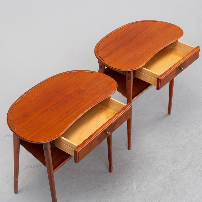 A pair of bedside tables, Sweden, mid 20th century.