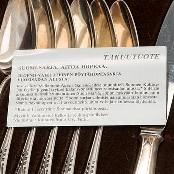 Bestickuppsättning, 48 dlr, silver, "Suomi"-serien, Kultateollisuus, Åbo 1913-2000.