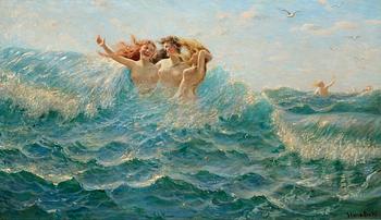 192A. Hans Dahl, Badande nymfer.