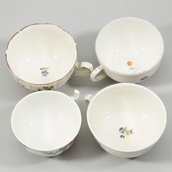 A group of 18th Century cups and saucers.