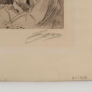 ANDERS ZORN, etching, 1897, state I of II, signed in pencil.