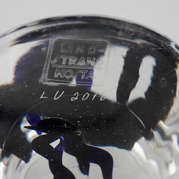 VICKE LINDSTRAND, a footed bow, glass, signed and numbered LV 2018, Kosta, Sweden.