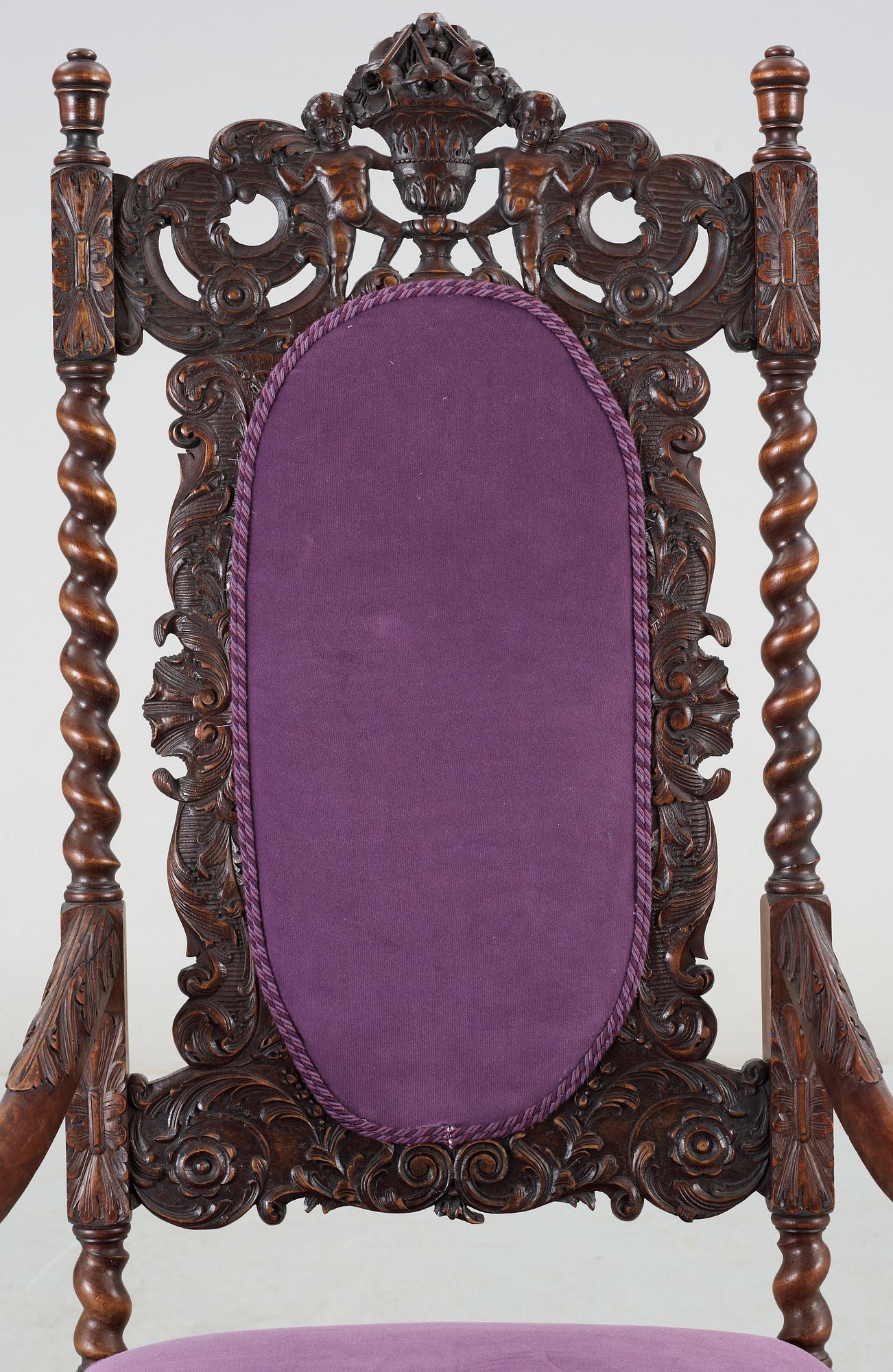 FÅTÖLJ, barockstil, 1800-talets andra hälft.