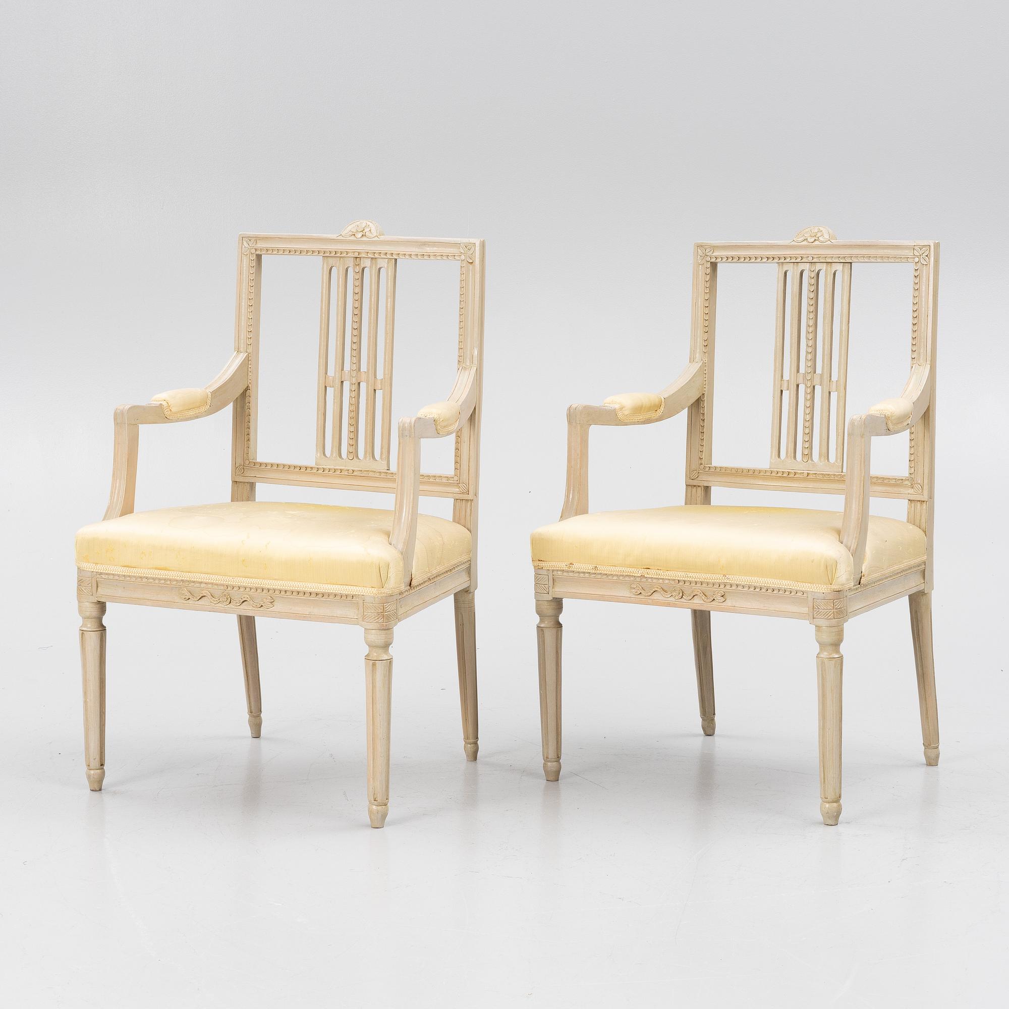 Karmstolar, ett par, gustavianska, Lindome, 1800-tal.