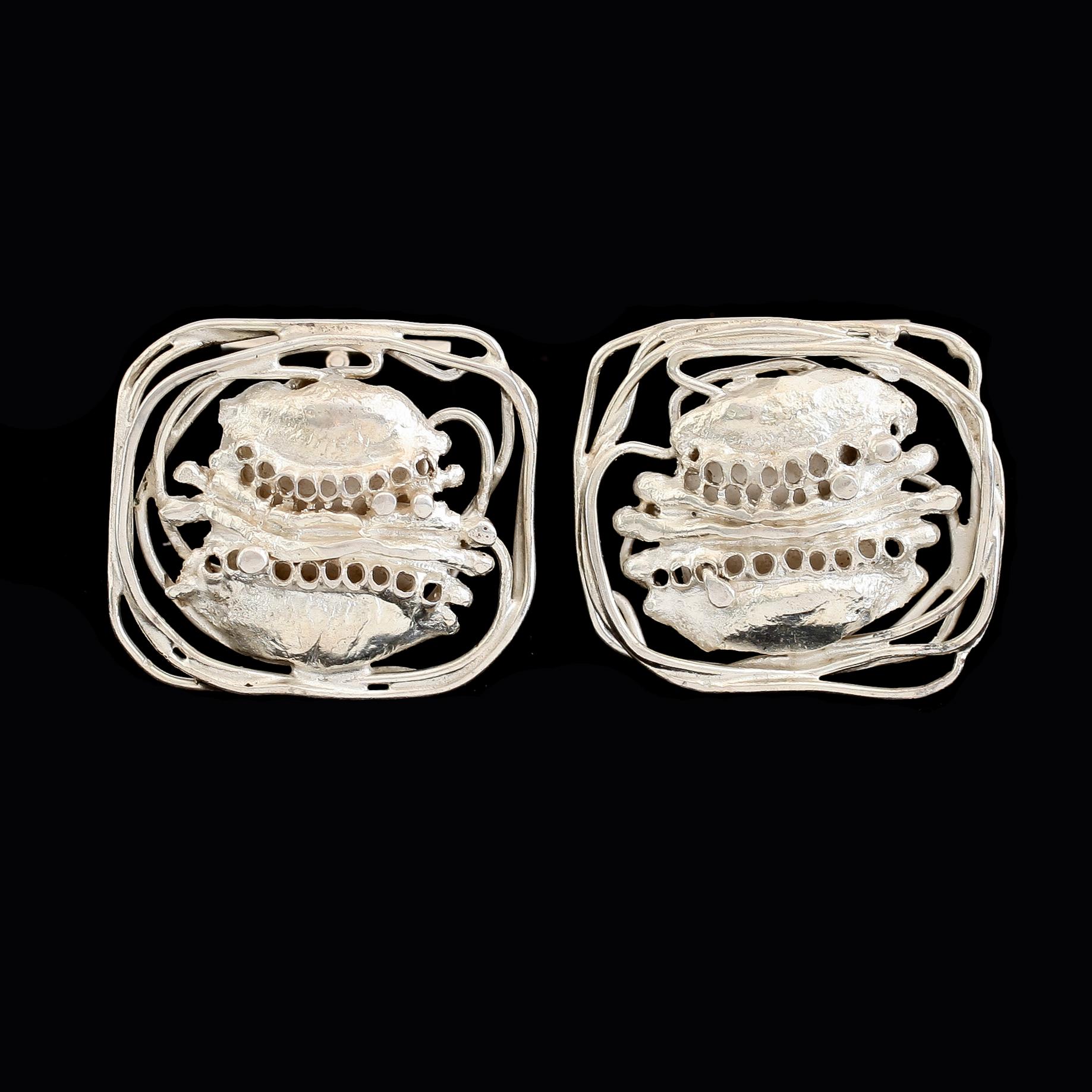 MANSCHETTKNAPPAR, 1 par, silver, SMED, Göteborg 1972. Total vikt ca 30 g.