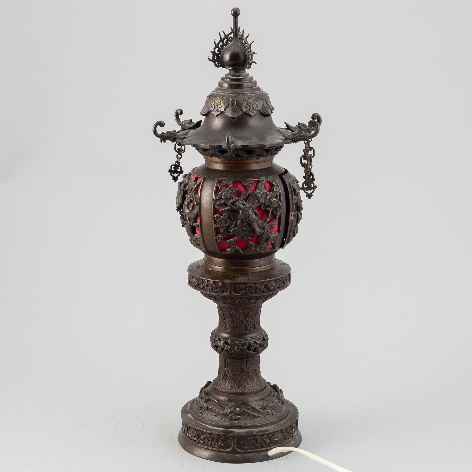 A Japanese bronze lantern, circa 1900.