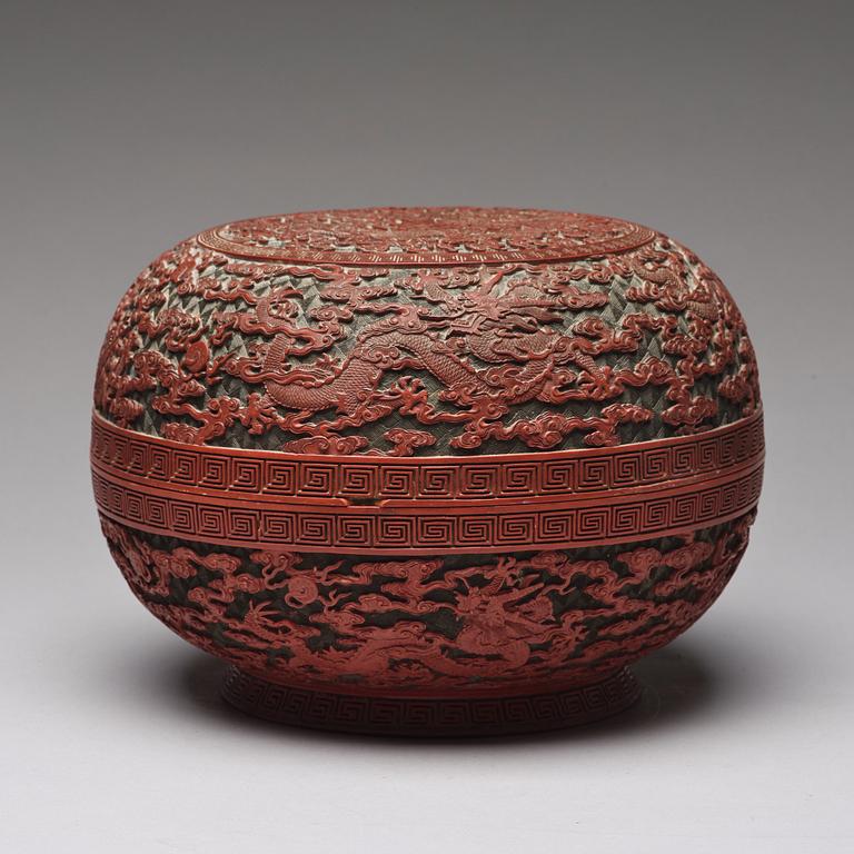 A box with cover, presumably Qing dynasty (1664-1912) with Qianlong mark.