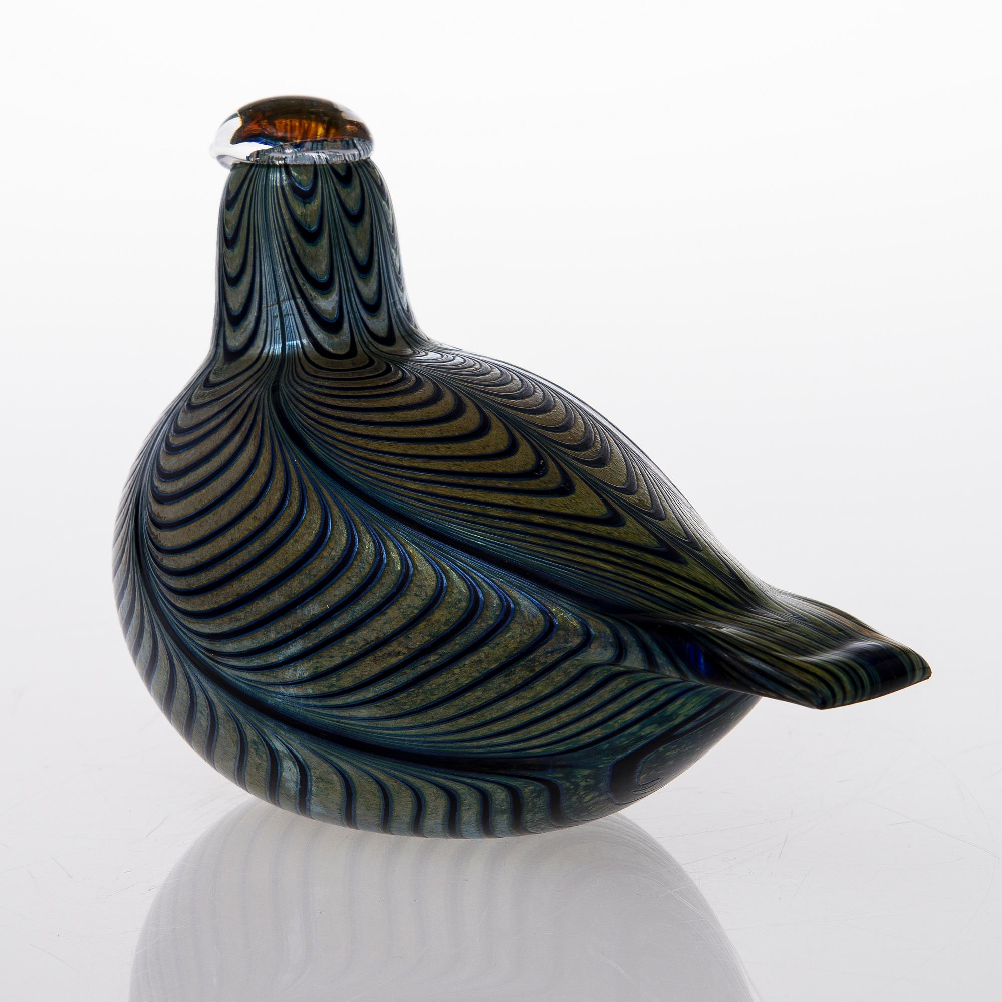 A 'Fasaani' glass bird signed Kansallis-Osake-Pankki Oiva Toikka Nuutajärvi Notsjö.