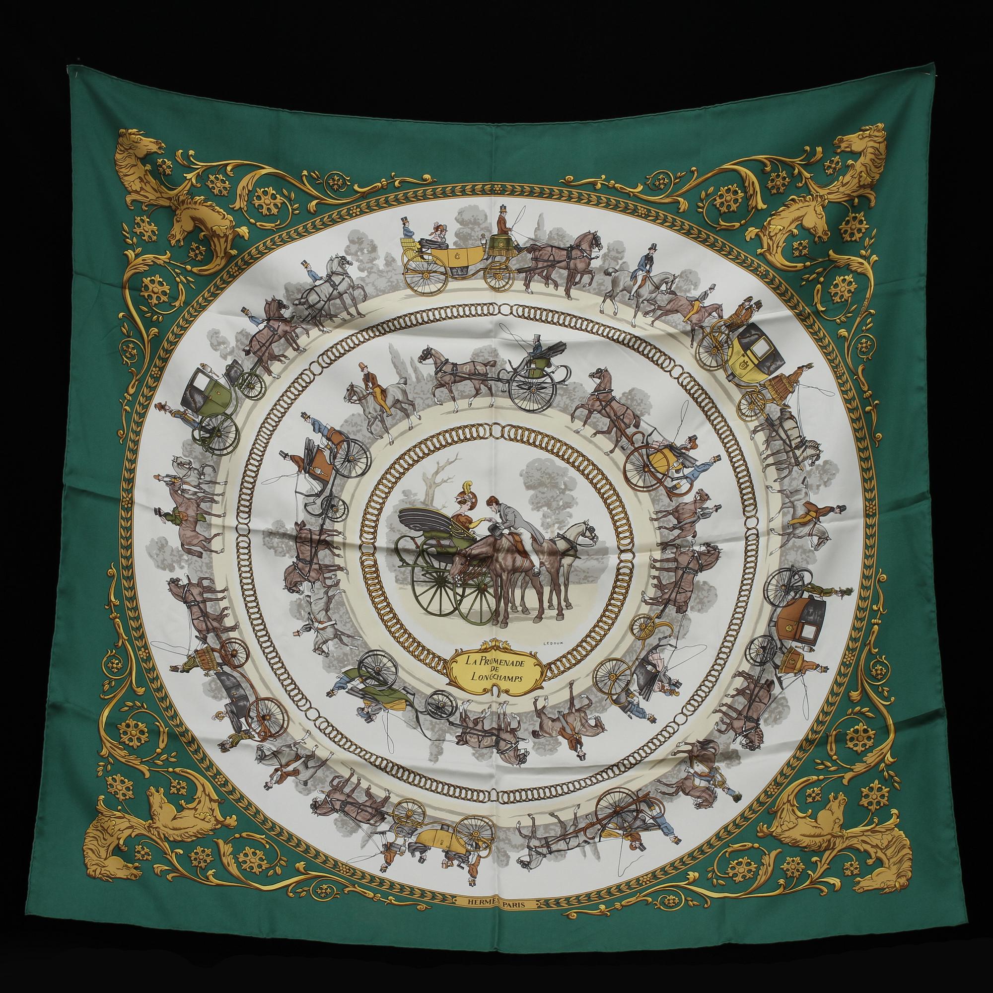 SCARF, siden, "La Promenade des longchamps", Philippe Ledoux, Hermès, Paris, 1900-talets fjärde kvartal.