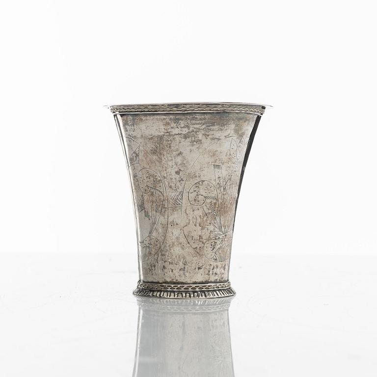 A Swedish silver beaker, mark of Berndt Halck, Halmstad 1763.