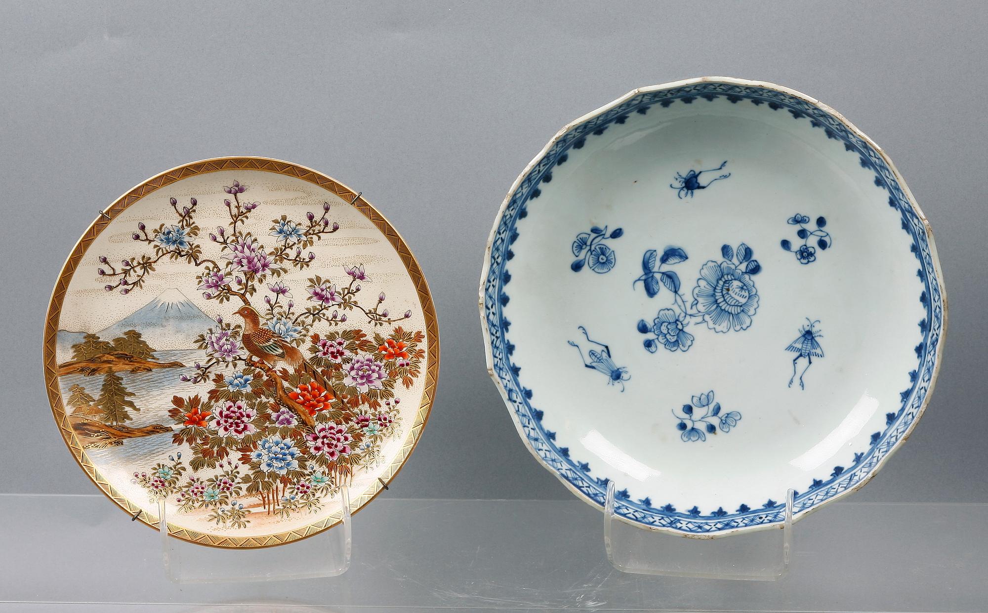 SKÅLFAT SAMT TALLRIK, porslin, Kina resp Japan, 1700-1900-tal.