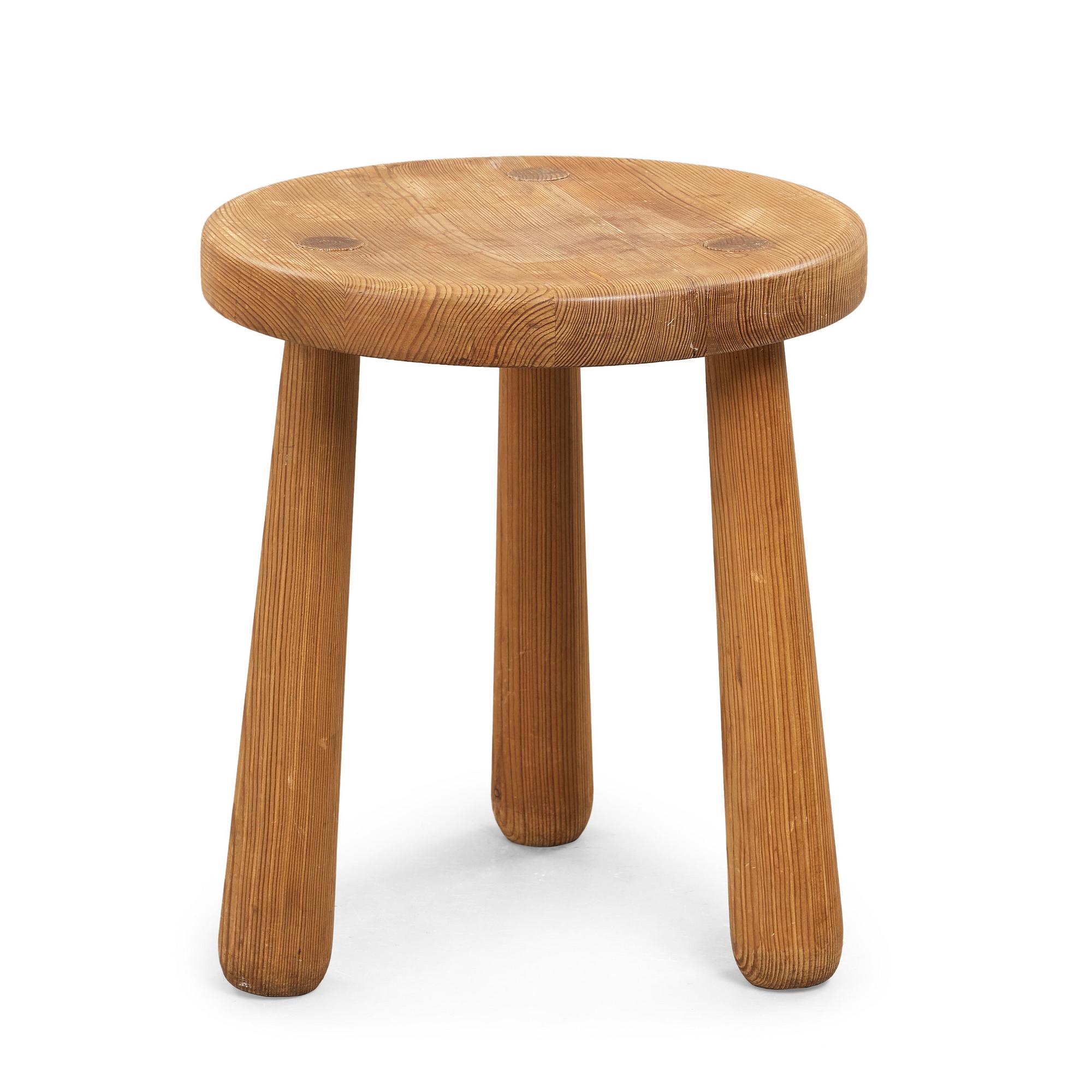 Axel Einar Hjorth, a stained pine 'Utö' stool, Nordiska Kompaniet, Sweden, 1930's.