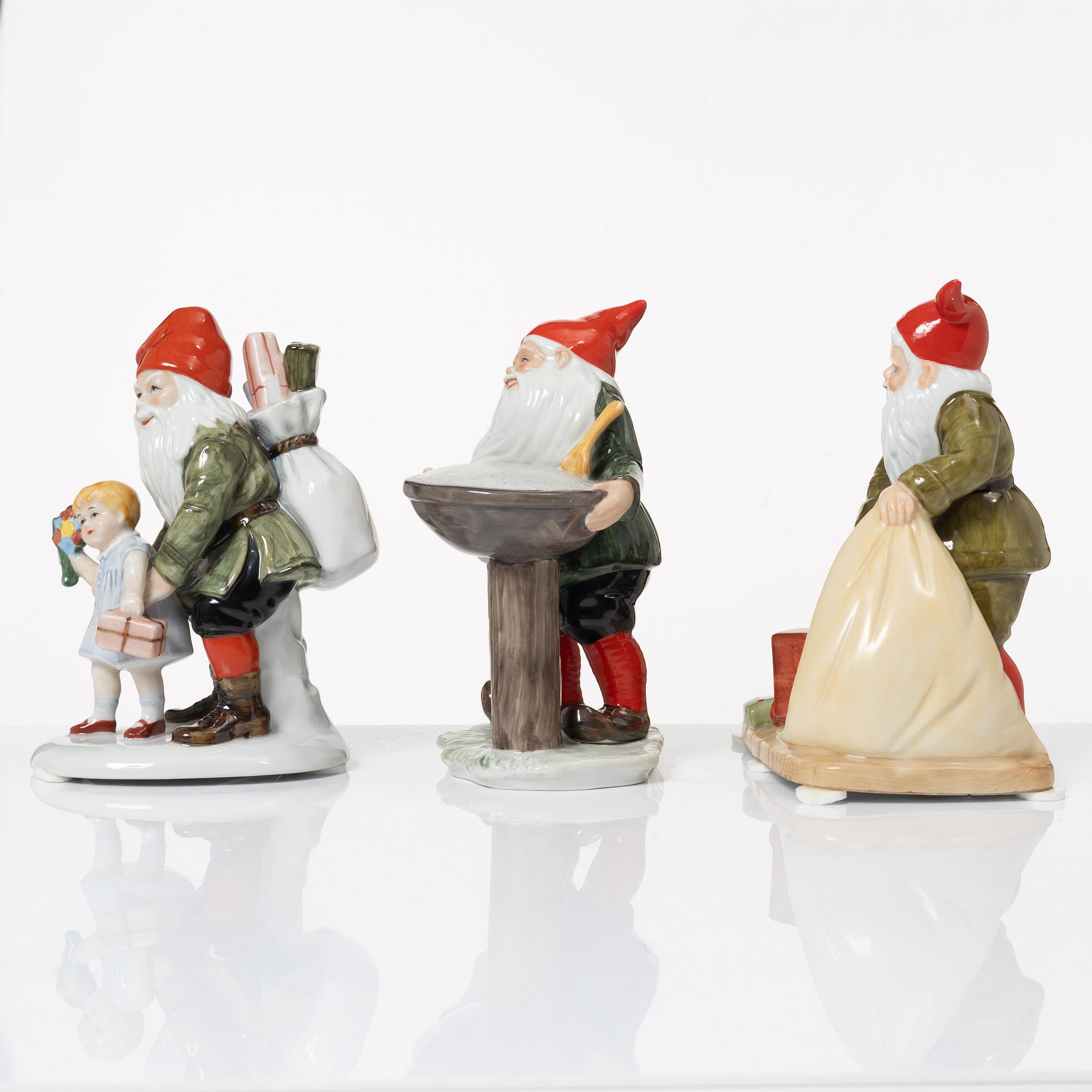 Jenny Nyström, after, gnome figurines, 6 pcs, porcelain, Kalmar Läns Museum.