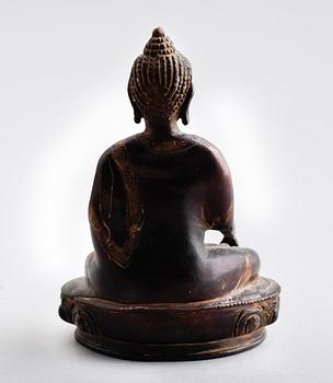 FIGUR, brons, sittande buddha, Kina, sannolikt 1900-tal.