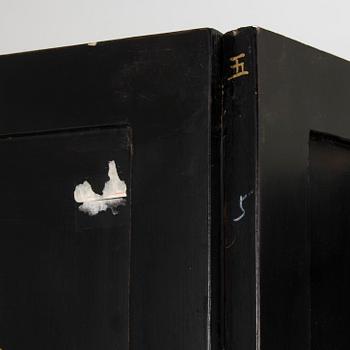 A Chinese stone decorated six-panel folding screen, first half of the 20th century.