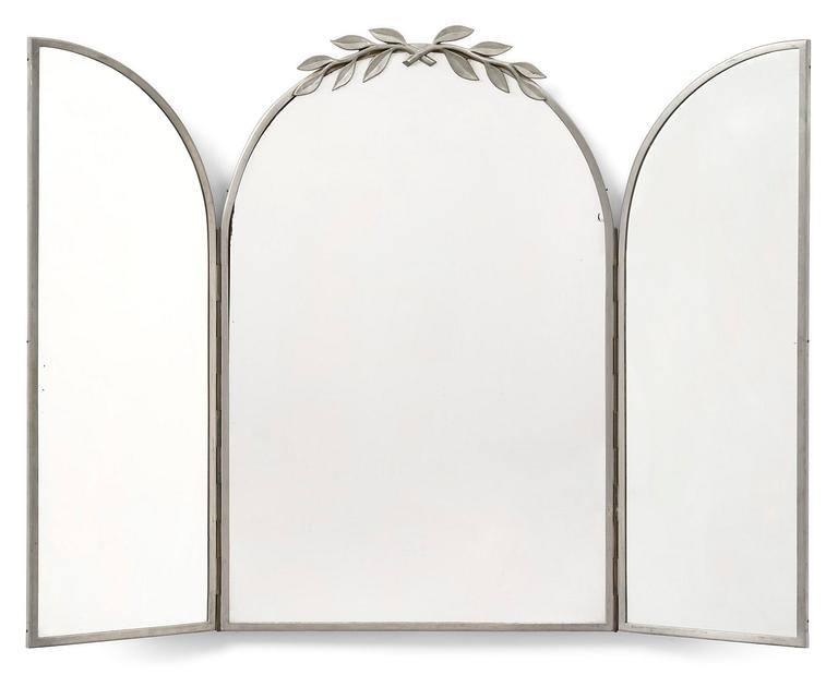 Estrid Ericson, a pewter framed mirror modell "A 884", Firma Svenskt Tenn, Stockholm, 1934.