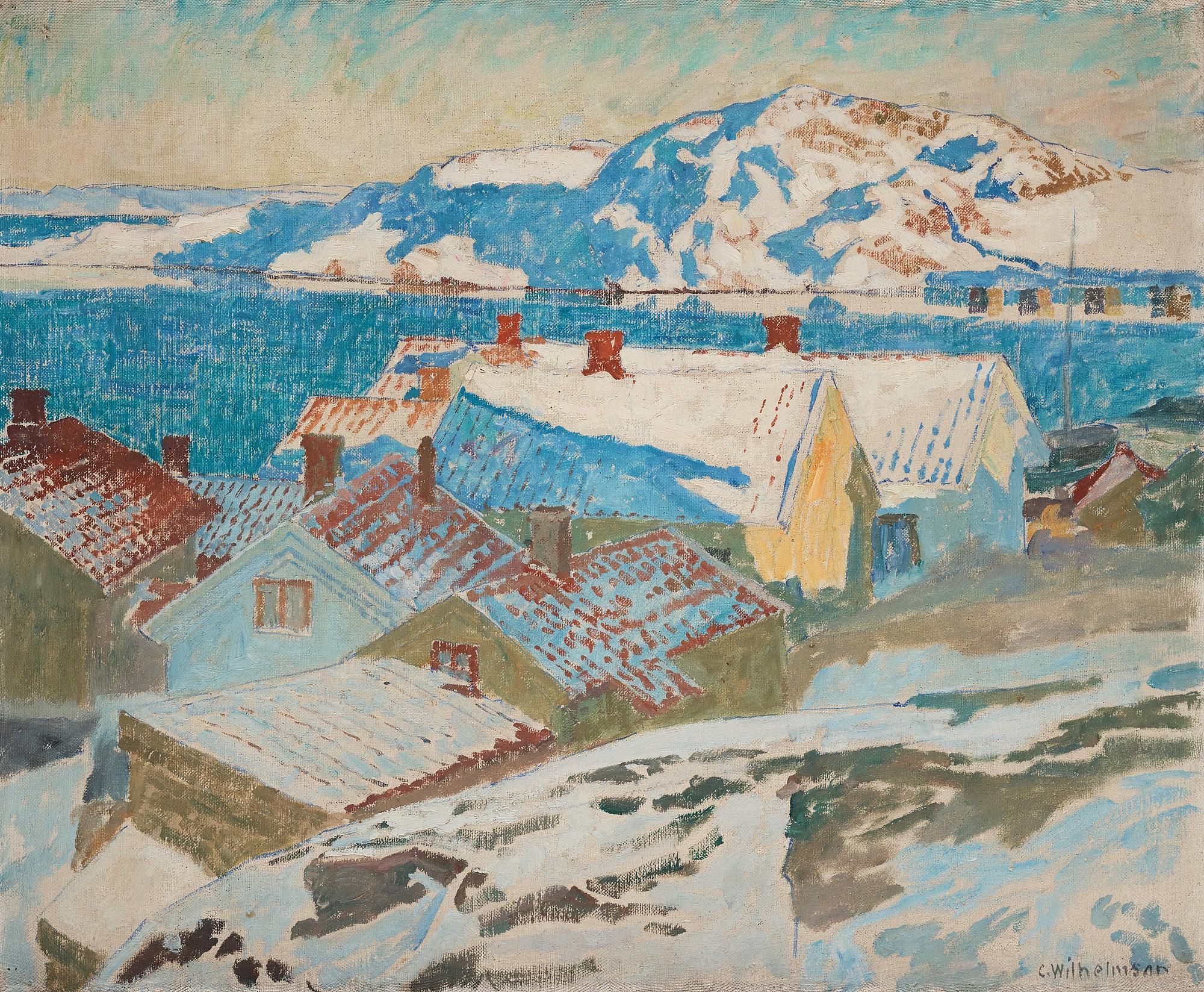 Carl Wilhelmson, "Vinterlandskap" (Vy från Kvarnberget, Fiskebäckskil).