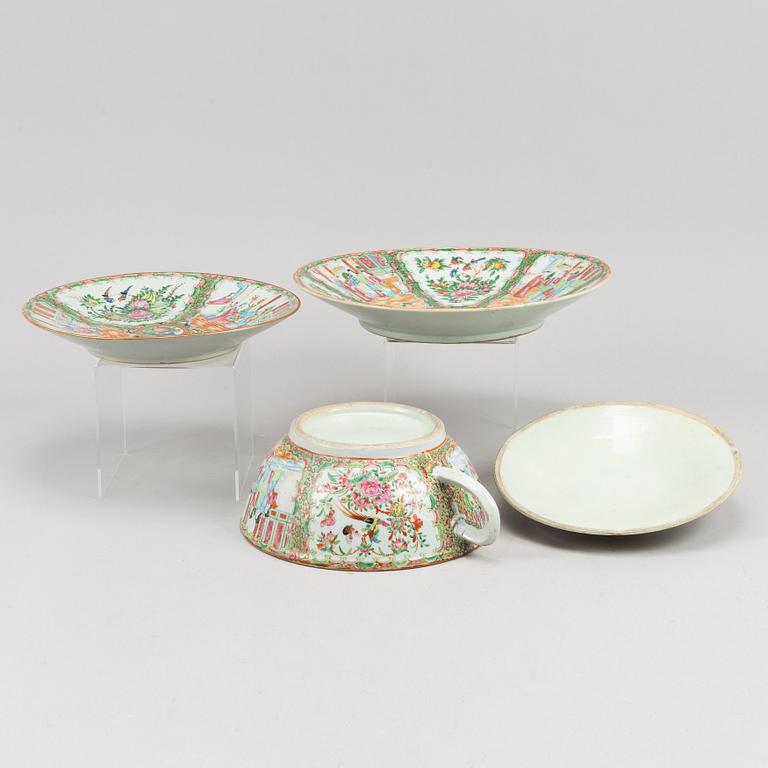 Kantonporslin, 3 delar, Qingdynastin, sent 1800-tal.