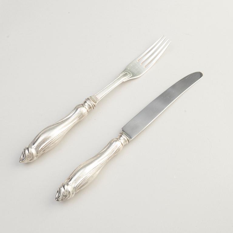 A Swedish silver 12-piece cutlery, mark of Isak Trybom, Stockholm (active 1763-1783). Rococo.