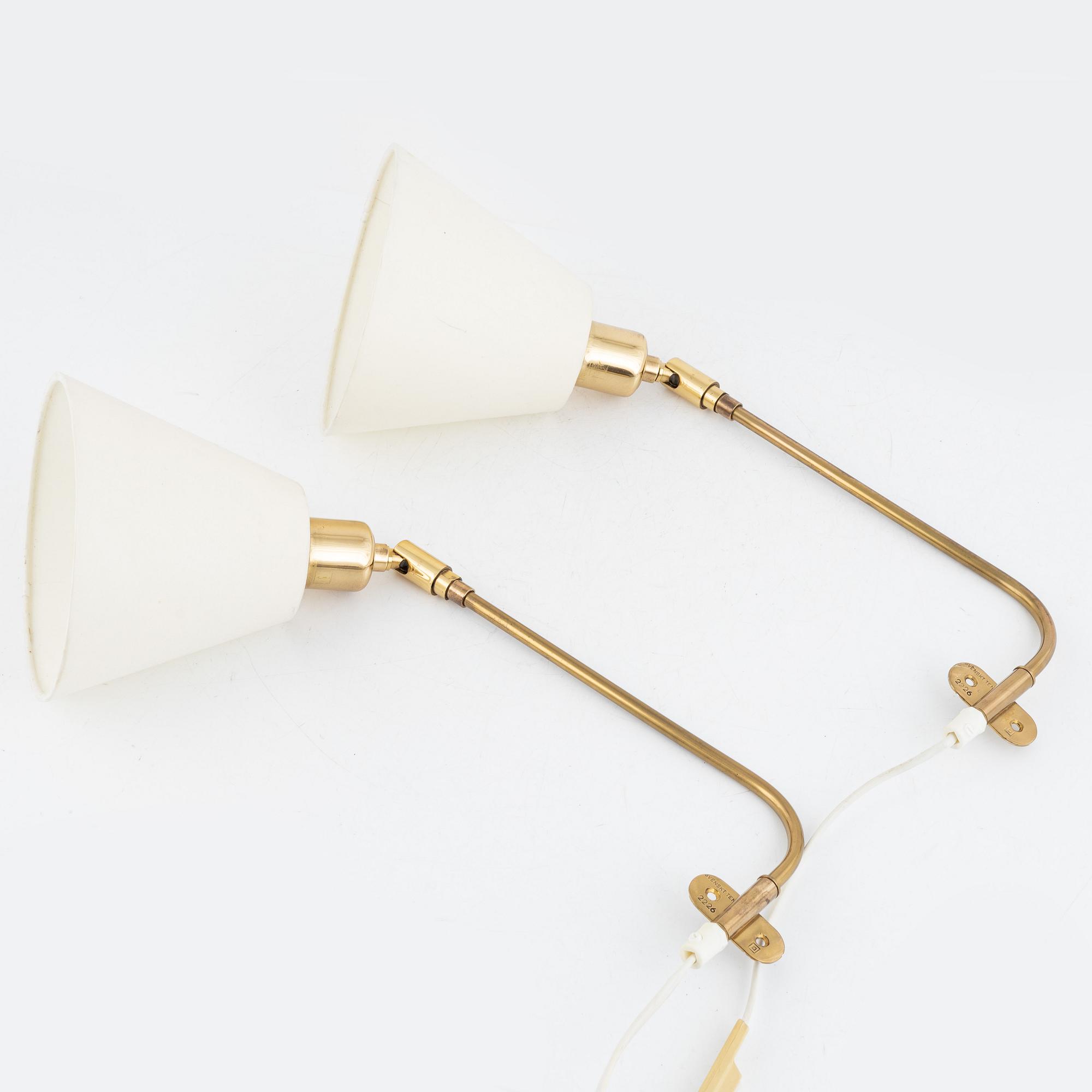 Josef Frank, a pair of wall lamps, model "2226", Firma Svenskt Tenn.