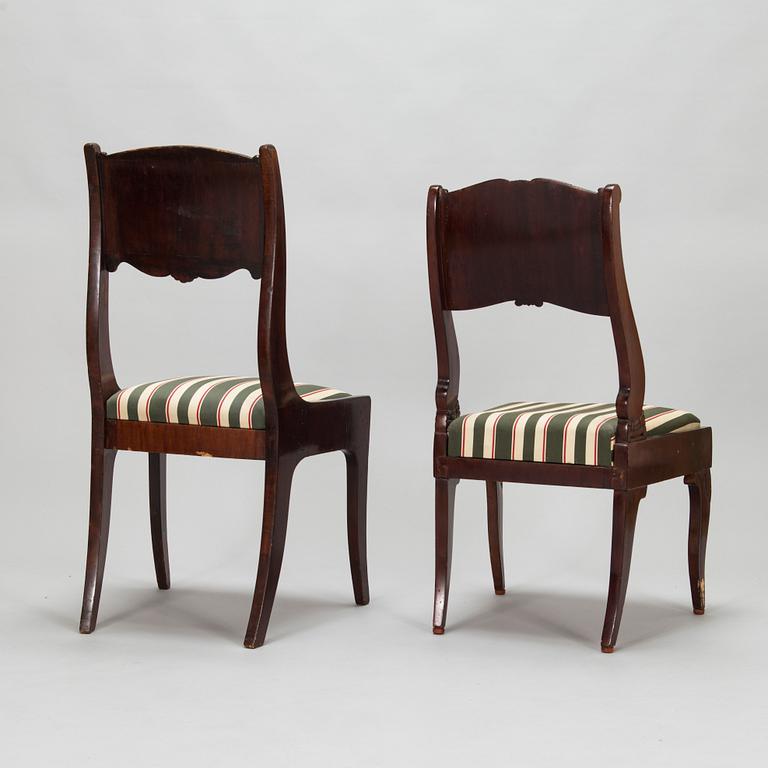 Seven mahogany veneered Empire style chairs, Russia / the Baltics, mid 19th century.