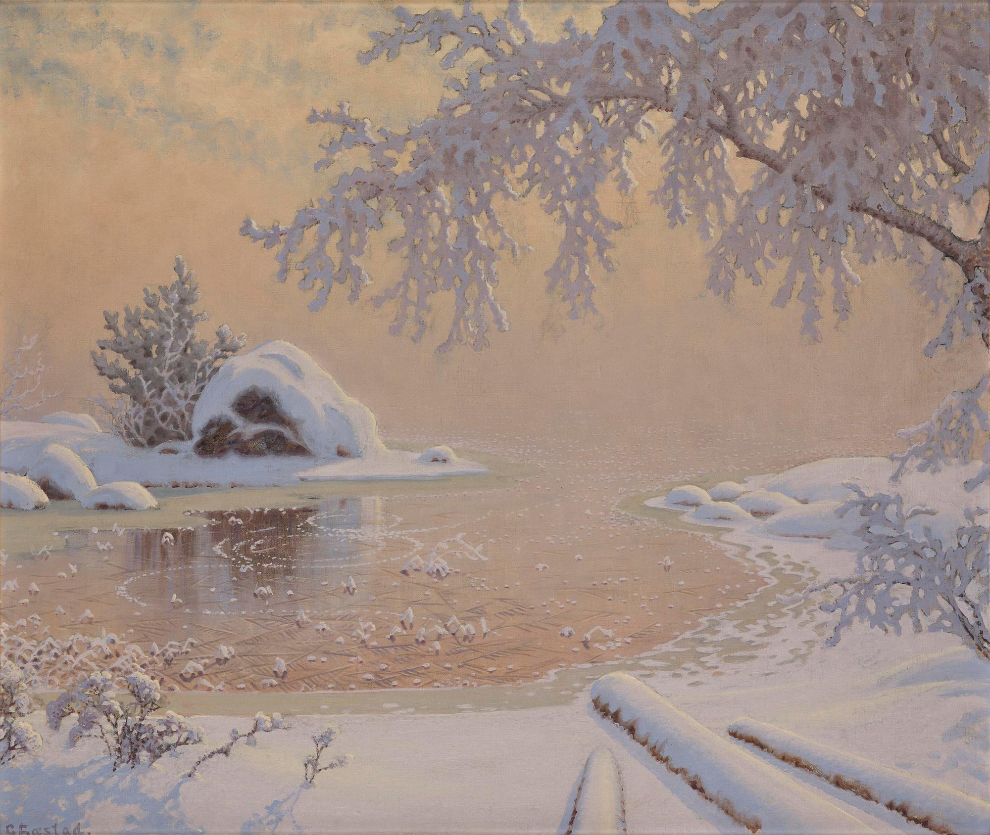 Gustaf Fjaestad, Hoarfrost at dawn.